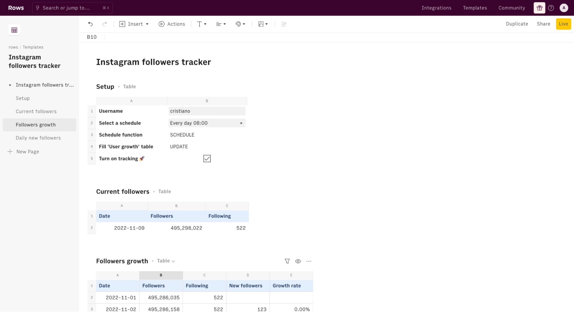 Insta follower tracker