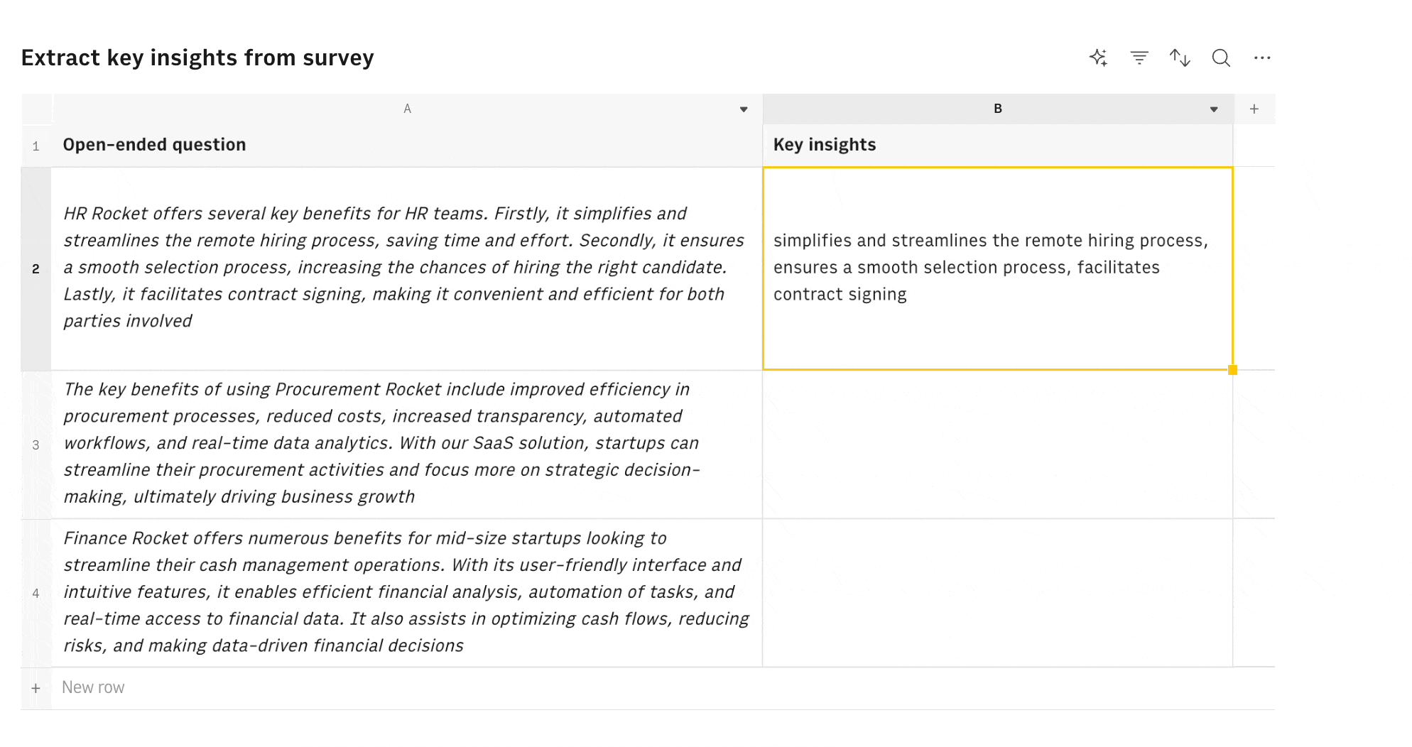 Extract key insights from survey