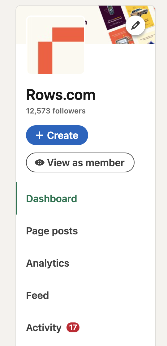 Rows.com linkedin sidebar