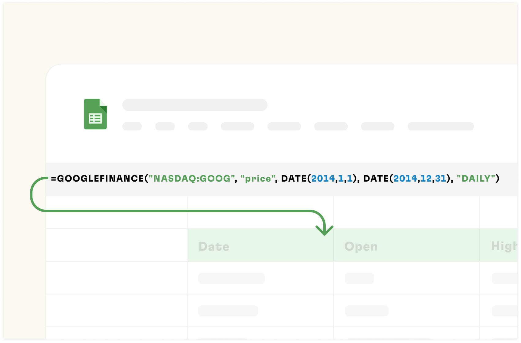 GOOGLEFINANCE Google Sheets-min