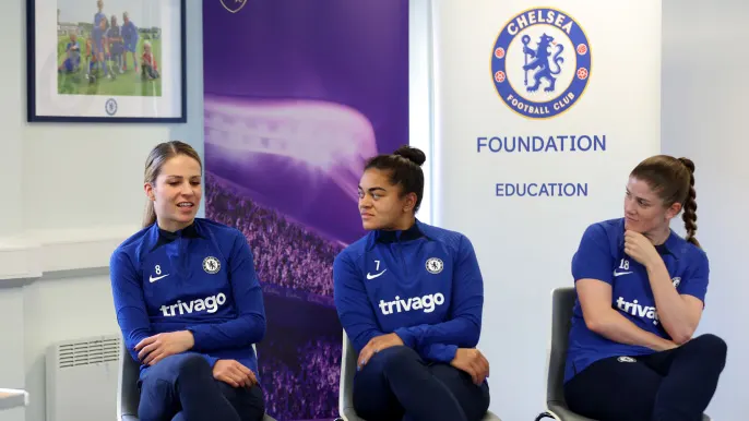Chelsea FC Footballers talking at Chelsea Foundation Event