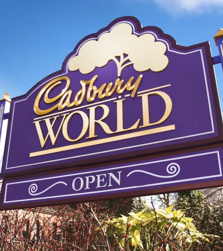 Cadbury World open sign