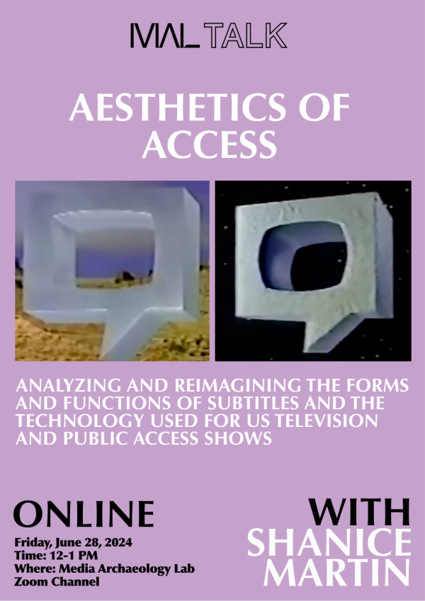 Poster for Shanice Martin talk Aesthetics of Access