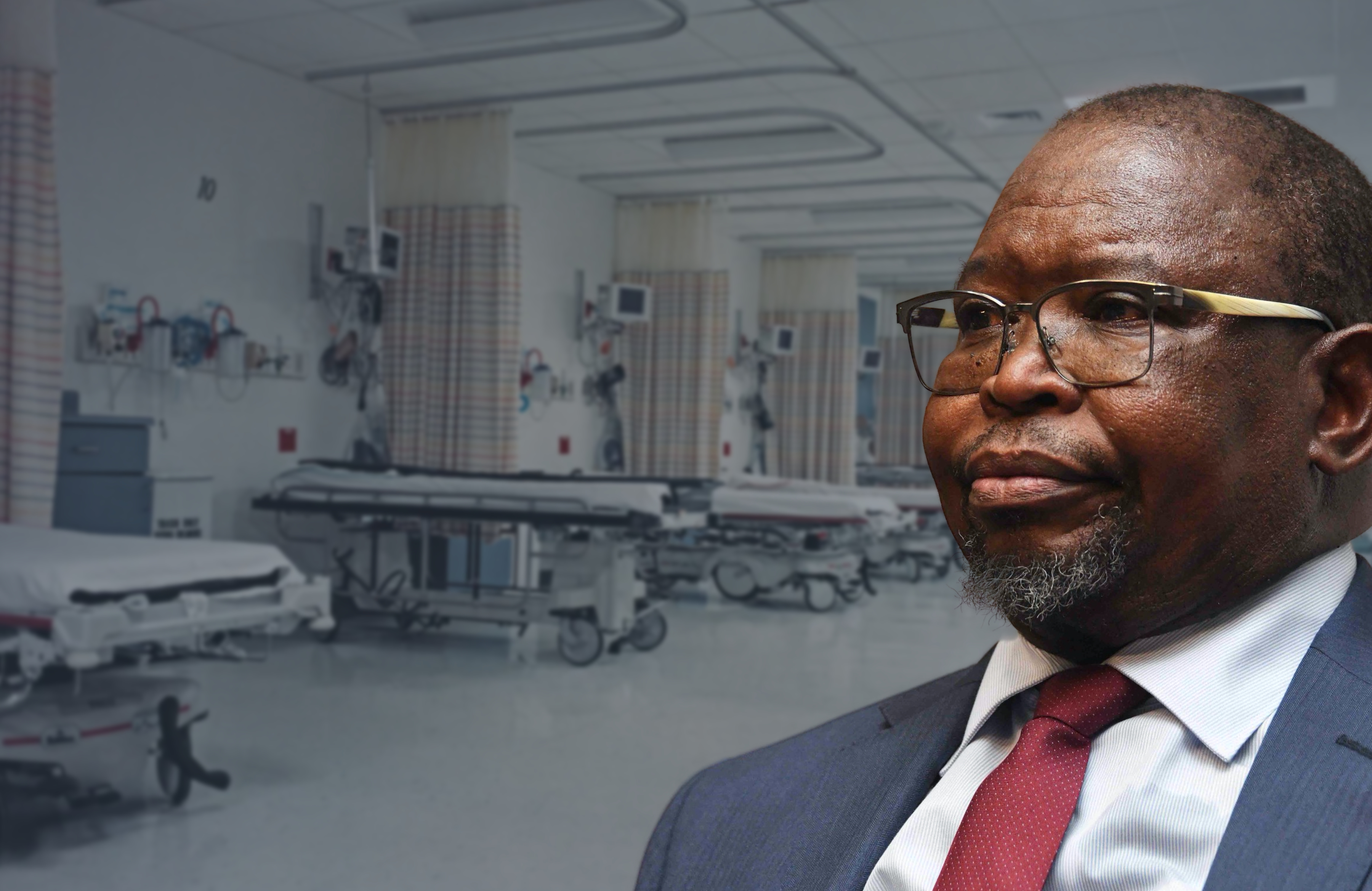 Minister van Finansies Enoch Godongwana, hospitaalsaal