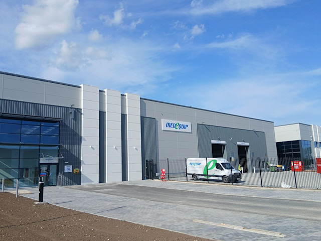 Depot frontage of Medequip's new depot in Melton, East Riding of Yorkshire