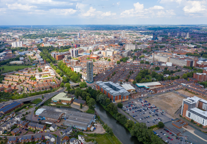 Aerial photo of Leicester City