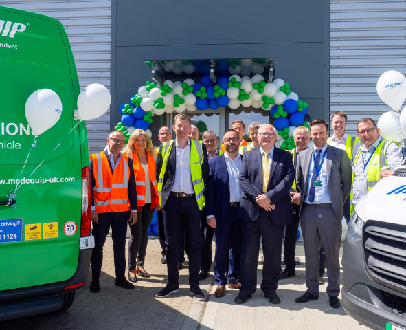 Medequip Norfolk depot opening group photo with James Ibbotson - Medequip CEO