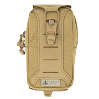 Tan FHF Gear pouch, label reads "FHFGEAR Made in the USA"
