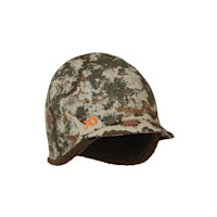 First Lite camouflage brim beanie with fleece-lined earflap