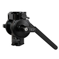 Black tripod pan head with TILT handle and textured round locking knob