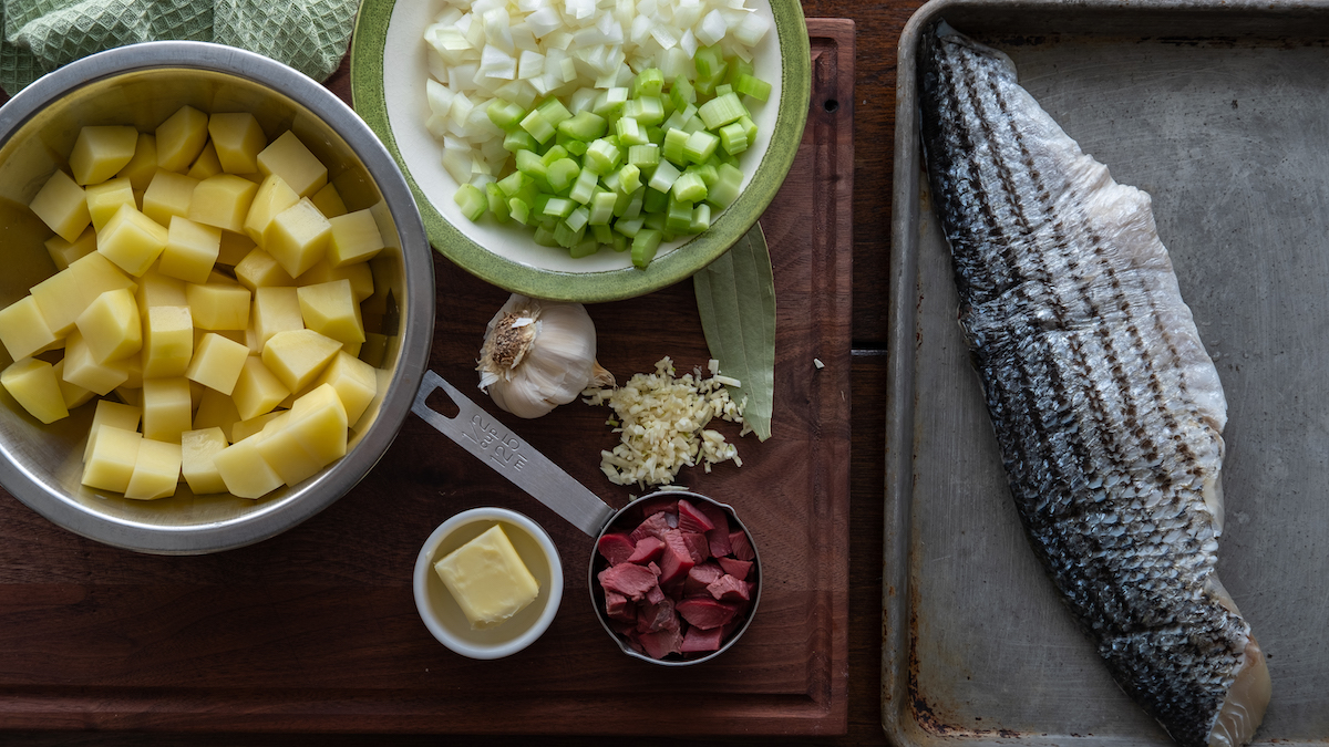 striped bass chowder