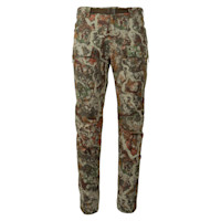 Men's camouflage hunting pants with thigh cargo pockets and zippered vents