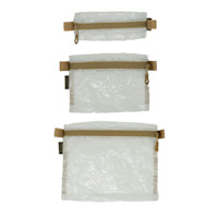FHF GEAR ultralight translucent organizer bags with tan zipper tabs
