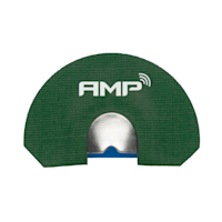 Green elk diaphragm mouth call with white AMP logo