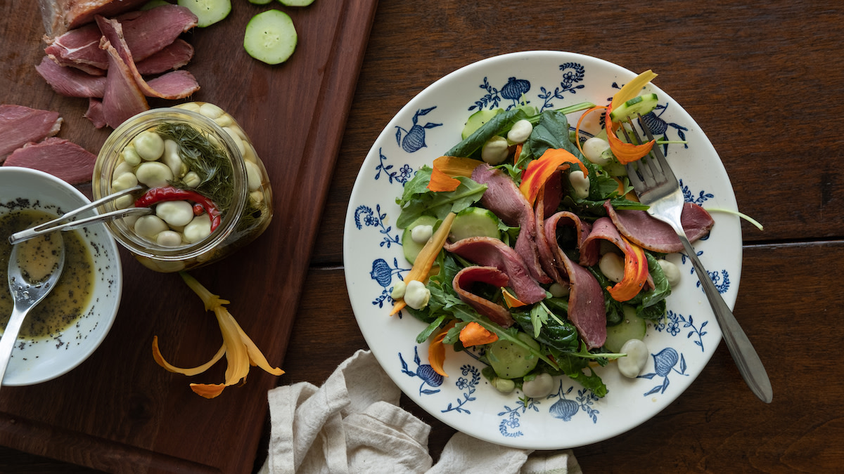 Smoked Goose Salad with White Balsamic Vinaigrette