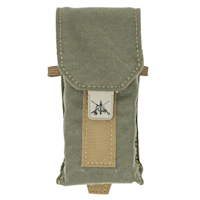 Sidekick pouch, olive-green canvas with tan webbing and FHF Gear crossed-weapon logo