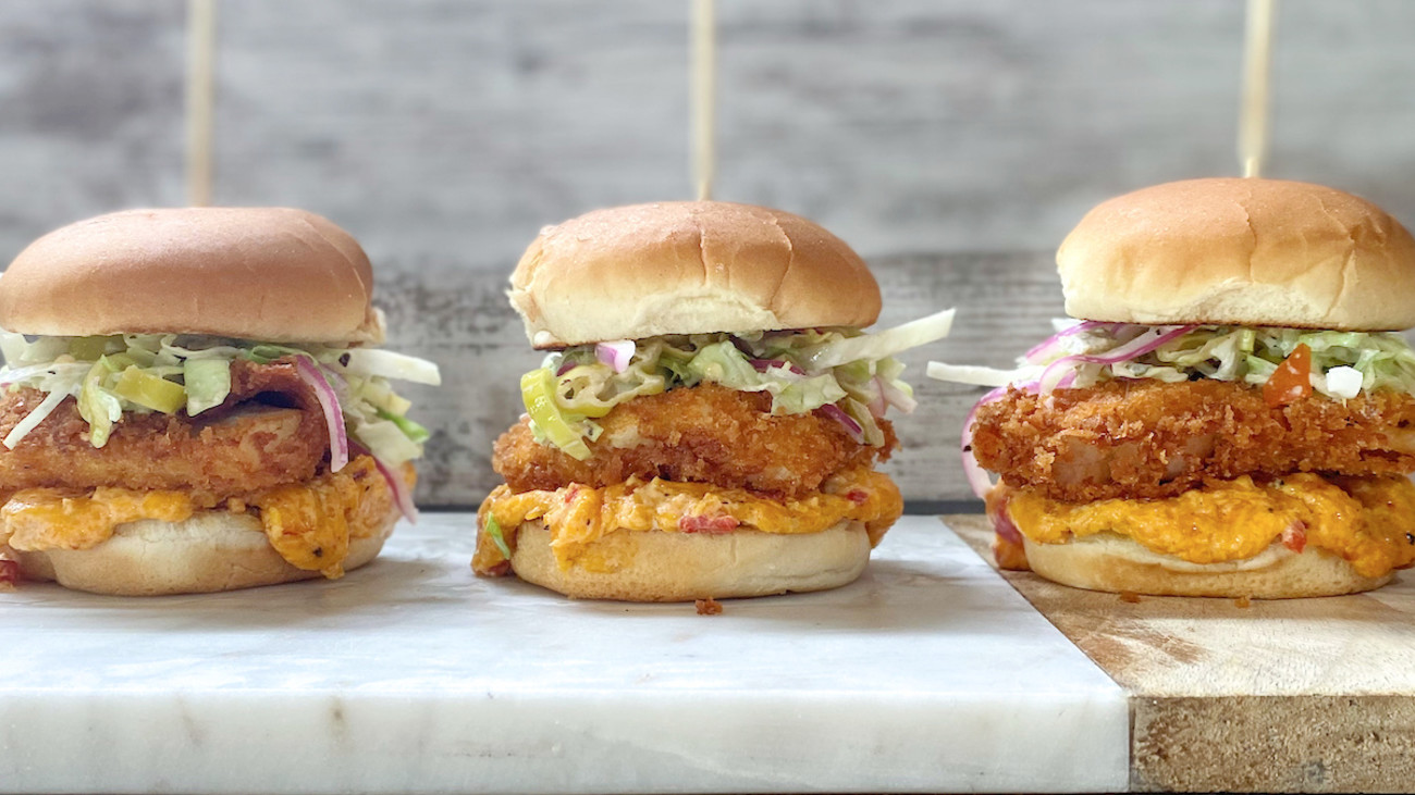 Fish Sliders with Pimento Cheese
