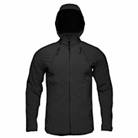 Men's Suppressor jacket, black hooded full-zip with angled chest zippers and hand pockets