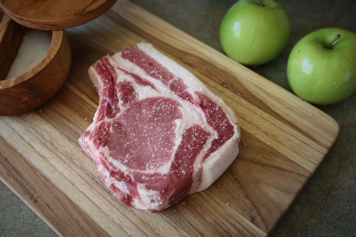 Heritage Pork Chops with Bourbon Apples