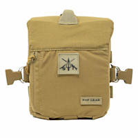 Tan FOB bino pouch with FHF GEAR label and weapon-patch logo