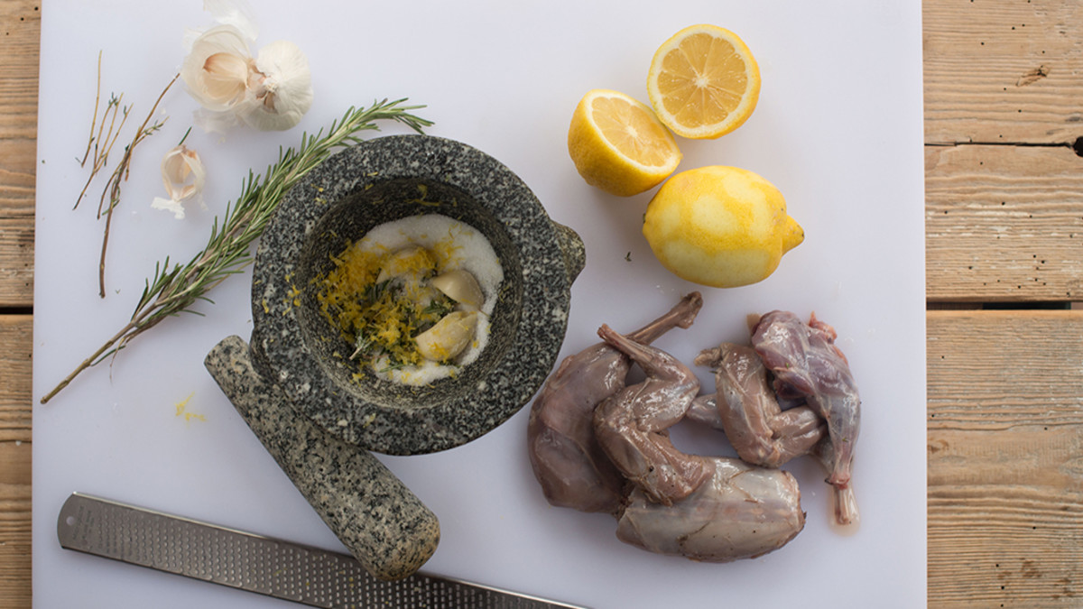 Grilled Squirrel with Lemon Thyme, and Rosemary