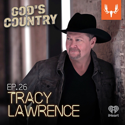 Man in black cowboy hat and leather jacket leaning on brick wall; text "GOD'S COUNTRY" "EP.26"