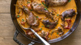 Creamy, Tomato and Pepper Braised Rabbit