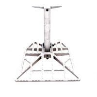 Metal predator platform with central support post and perforated grid footplate