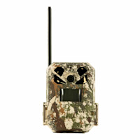 Camouflage trail camera with tall vertical antenna