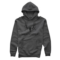 Charcoal pullover hoodie with antler skull logo and 'MEATEATER' text