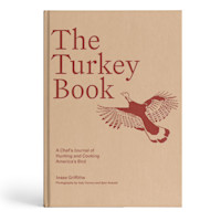 The Turkey Book cover — tan cloth with red text "The Turkey Book" and red flying turkey; "Jesse Griffiths"