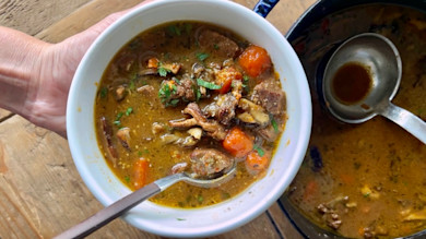 Mustardy Venison and Mushroom Stew