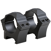 Pair of black 30mm scope rings, split-top mounts with hex screws