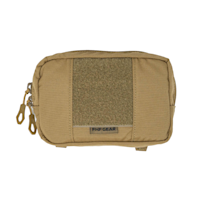 Tan utility pouch with Velcro front panel and label "FHF GEAR"