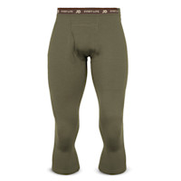 First Lite men's Furnace zip-off boot-top long underwear, olive; waistband reads FIRST LITE