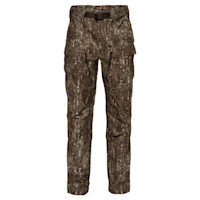 Camouflage whitetail hunting pants with cargo pockets, zip thigh vents and integrated belt