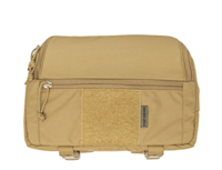 Tan lumbar pack with front zipper pocket, hook-and-loop panel and FHF GEAR tag
