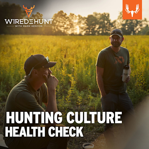 HUNTING CULTURE HEALTH CHECK — two hunters talking in a field at sunset