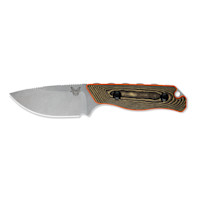 Benchmade Hidden Canyon Hunter fixed blade with stonewash finish and layered micarta handle with orange liners
