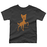 Charcoal kids T-shirt with orange fawn butchery diagram labeled 'MEATEATER'