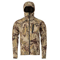 First Lite Catalyst camo soft-shell jacket with hood and chest zip zipper pocket