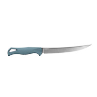 FishCrafter 7in curved fillet knife with blue-gray textured handle