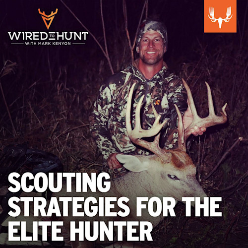 Hunter in camouflage holding large buck by its antlers; text "SCOUTING STRATEGIES FOR THE ELITE HUNTER"