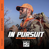 IN PURSUIT WITH RICH FRONING — bearded hunter in orange cap holding binoculars