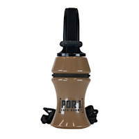 Tan jackrabbit predator call with black mouthpiece, text POR1 JACK RABBIT