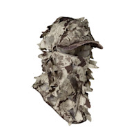 Phantom 3D camouflage balaclava with visor, mesh eye opening, and 3D leaf-like strips