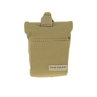Tan rangefinder pouch with label reading "FHF GEAR MADE IN THE USA"