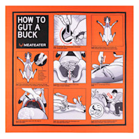 HOW TO GUT A BUCK bandana with step-by-step gutting illustrations and MEATEATER logo