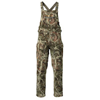 First Lite camo bib overalls with chest pocket reading "FIRST LITE"