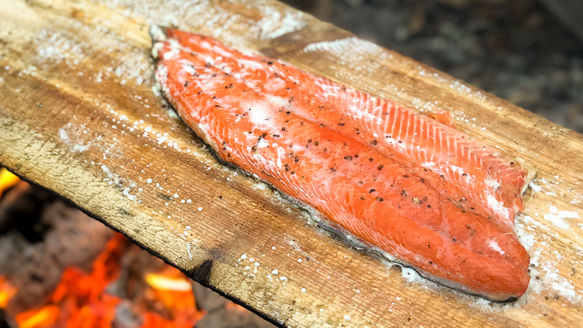 Cedar Plank Salmon Over Fire